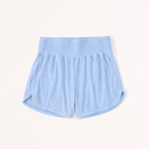 Abercrombie & Fitch Women’s Blue Towel Terry Dolphin-Hem Shorts Size Large